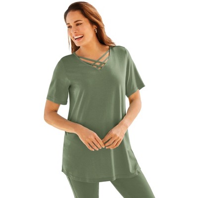 Woman Within Plus Size Criss Cross Tee