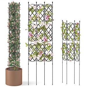 Aghana Digitals 3-Pack PE-Coated Metal Garden Trellis, 19"x64" Adjustable Height Plant Support - 1 of 4