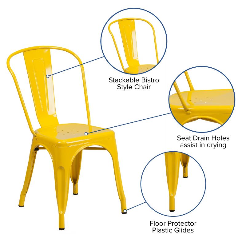Flash Furniture Commercial Grade Metal Indoor-Outdoor Stackable Chair, 4 of 22