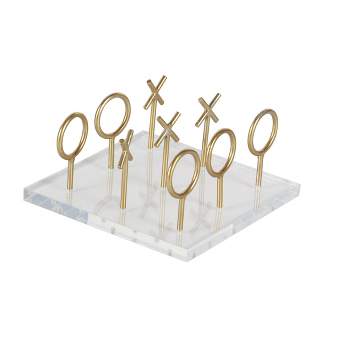 8" x 5" Glam Style Metallic Tic Tac Toe Game Set on Clear Acrylic Board Gold - CosmoLiving by Cosmopolitan