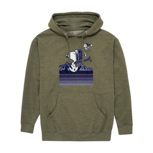 Men's - Peanuts - Snoopy Woodstock Ski Stripes Graphic Fleece Pullover Hoodie - 1 of 4