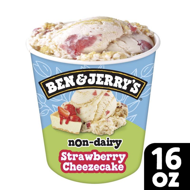 Ben &#38; Jerry&#39;s Non-Dairy Strawberry Cheesecake Frozen Dessert Certified Vegan - 1 Pint, 1 of 8
