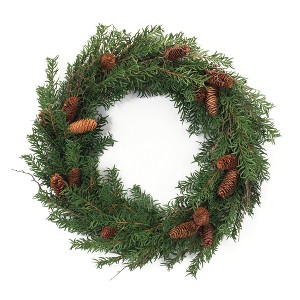 Christmas Pine Wreath 26" Diameter Mixed Pine Cone Plastic Holiday Decor by Melrose - 1 of 3