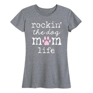 Women's - Instant Message - Rockin Dog Mom Life Short Sleeve Graphic T-Shirt - 1 of 4