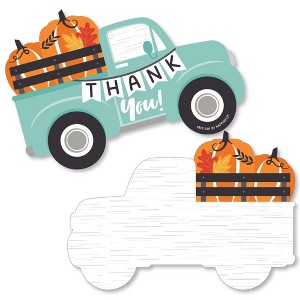 Big Dot of Happiness Happy Fall Truck - Shaped Thank You Cards - Harvest Pumpkin Party Thank You Note Cards with Envelopes - Set of 12 - 1 of 4