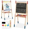 SEVOBAL Doodle Mats and Boards 3-in-1 Kids Art Easel Double-Sided Magnetic Board Paper Roll with Accessories, Brown, 26.32"*22"*18.05" - 3 of 4
