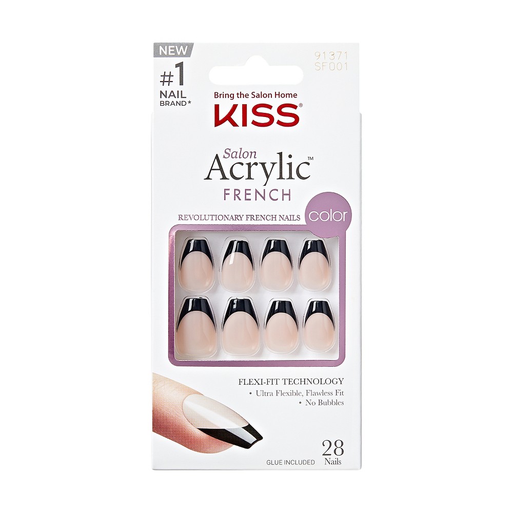 Photos - Manicure Cosmetics KISS Products Salon Acrylic French Color Fake Nails - Flame - 31ct
