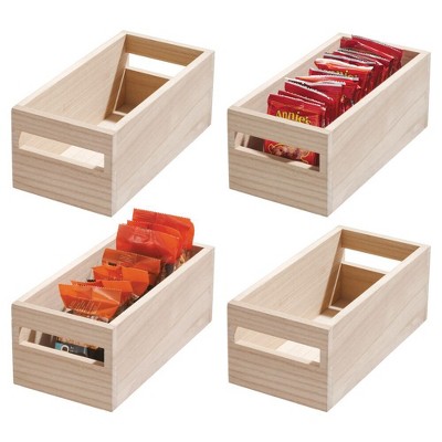 iDesign Paulownia Wood Pantry Bin with Handles - Set of 4 - Natural