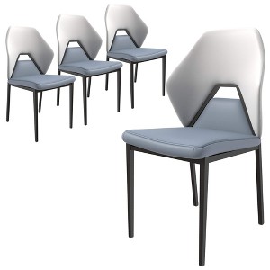 Upholstered Leather Modern Dining Chair Eclat Collection in Brown Set of 4 - 1 of 4