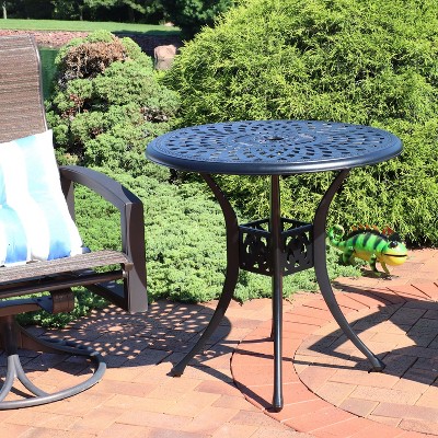 Sigonella 30.75" Black Cast Aluminum Round Outdoor Patio Table