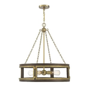 Savoy House Lakefield 4 - Light Pendant in  Burnished Brass/Walnut - 1 of 4