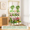 SUGIFT 3-Tier Bamboo Plant Shelf with Hanging Rod – Multi-Functional Wooden Plant Stand for Indoor/Outdoor Use - 4 of 4