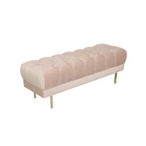 Downing Large Velvet Decorative Bench with Button Tufting Pink - HomePop