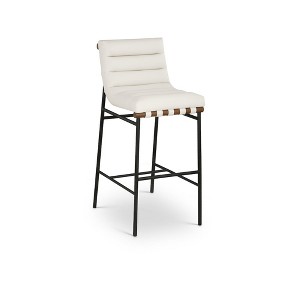 Meridian Furniture,Burke Cream Vegan Leather Bar Stool - 1 of 4