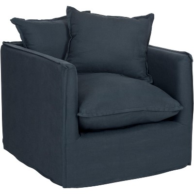 Contemporary Birch Wood Joey Arm Chair in Dark Blue