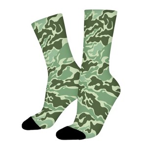 Camouflage Green Women Printed Crew Socks Funny Funky Socks Soft Polyester Novelty Gifts for Artists Men - 1 of 1