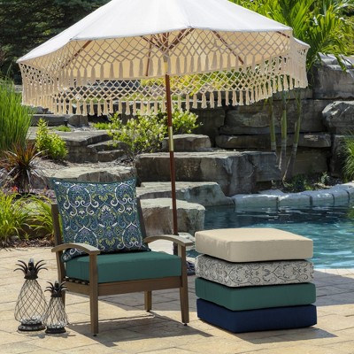Sapphire Aurora Blue Damask Outdoor Deep Seating Cushion Set