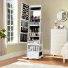 360° Swivel Jewelry Armoire with Full Length Mirror, Jewelry Armoire with Led, Jewelry Storage, Bottom Drawer, Shelf, Wheels - 2 of 4