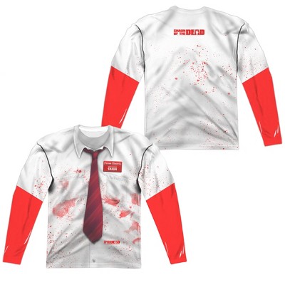 Men's Shawn Of The Dead Bloody Shirt (Frontback Print) Long Sleeve Costume T-Shirt