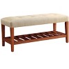 XIYUYEU Storage Bench Shoe Rack Fabric Accent Oak Finish Legs for Bedroom and Entryway - 4 of 4