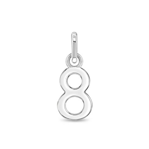 925 Sterling Silver Small Polished Number Eight Charm for Little Girls Bracelet, Girl's