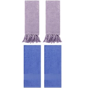REGALWOVEN 4 Packs Solid Textured and Tassels Soft Absorbent Decorative Hand Towel - 1 of 4