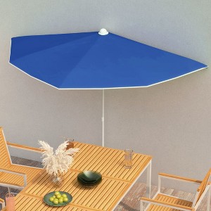 vidaXL Garden Half Parasol with Pole 70.9"x35.4" Azure Blue - 1 of 4