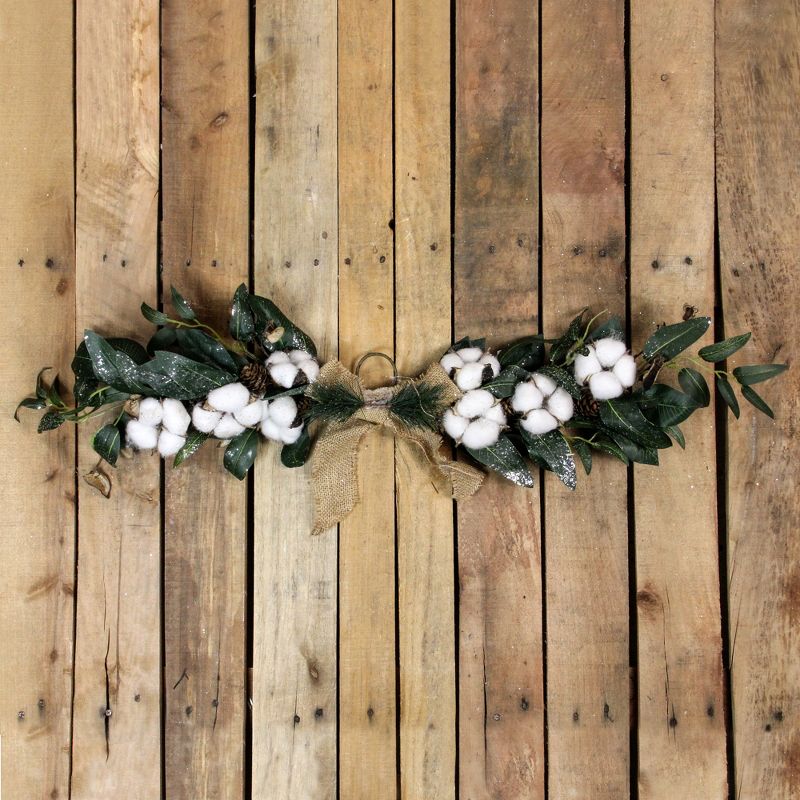 Northlight 25" White Cotton and Pine Cone Christmas Foliage Swag - Unlit, 2 of 4