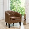 KINWELL PU Leather Tufted Barrel Chair Club Armchair with Nailheads - 3 of 4