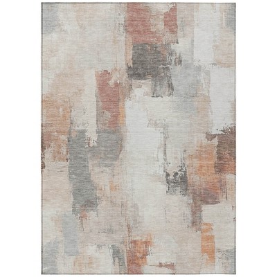 Rust And Ivory Abstract Washable Indoor Outdoor Area Rug