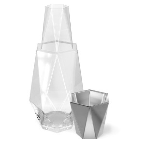 Fifth Avenue Crystal Geometric Bedside Night Water Carafe and Tumbler Lid, 2-Piece - 1 of 4