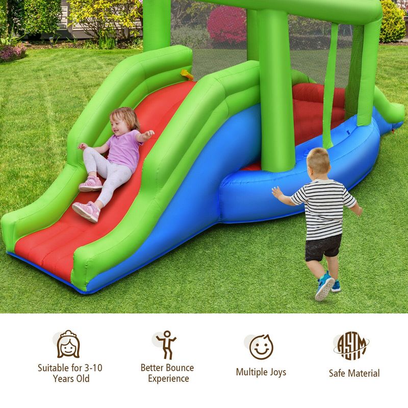 Costway Inflatable Snail Bounce House Dual Slide Basketball Game Without Blower, 5 of 11
