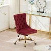Okak Simple Luxury Tufted Button Swivel Office Chair with Chrome Metal Base & Nailhead Trim,Adjustable Desk Chair for Office,Living Room - 3 of 4