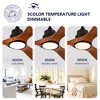 Wanze of Ocean 42 in. Smart Black Solid Wood Brown Blades 2-Size Downrod Mount Standard Ceiling Fan with 3-Color Dimmable LED Light - 3 of 4