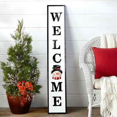 52" White and Black Metal Interchangeable Welcome Sign