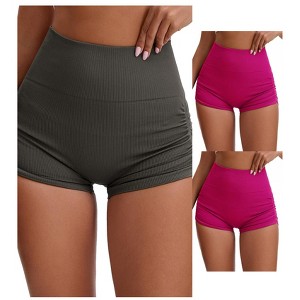 INSPIRE CHIC 3 Packs Women's High Waist Slimming Waist Butt Lifter Control Panties Workout Sport Running Short - 1 of 4
