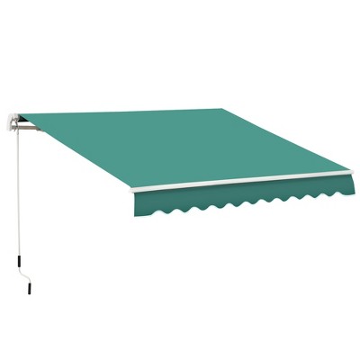 Vynxaria Retractable Awning - 10' x 8' Patio Sunshade with Manual Crank Handle - Green