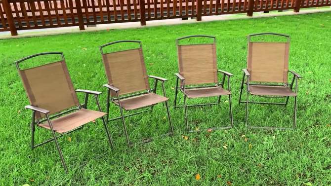 4pc Patio Folding Chairs - Brown - Crestlive Products, 2 of 12, play video