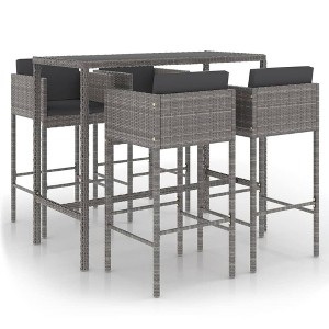 vidaXL Patio Bar Set Outdoor Bistro Set Bar Stool Bistro Table Poly Rattan - Gray 51.2" x 23.6" x 43.3" 4 Piece - 1 of 4