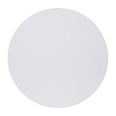 Elegant White Round Laminate Top End Table with Matte Black Metal Frame