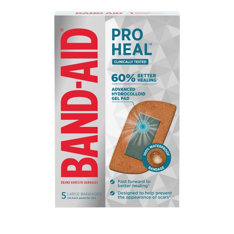 Band-Aid Brand Pro Heal Adhesive Bandages with Hydrocolloid Gel Pads - Large - 5 ct, 3 of 10