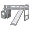 NicBex Twin Size Bunk Bed Loft Bed Pine Bed Frame with Storage Stairs, Guardrail, Convertible Slide and Ladder, No Box Spring Required - 3 of 4