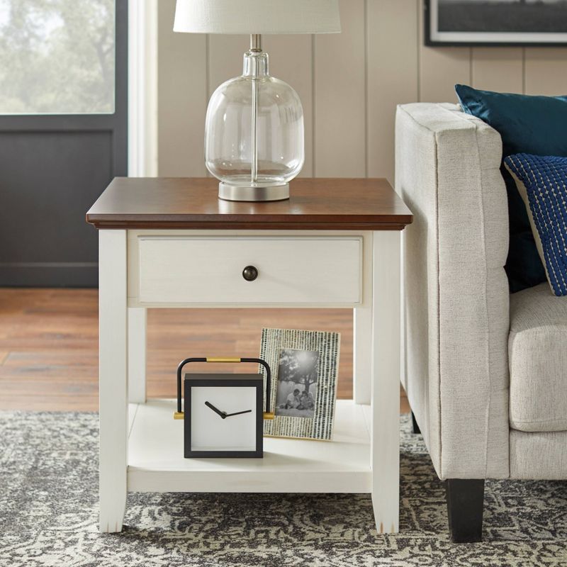 Charleston End Table Off White/Chestnut - Buylateral, 3 of 7