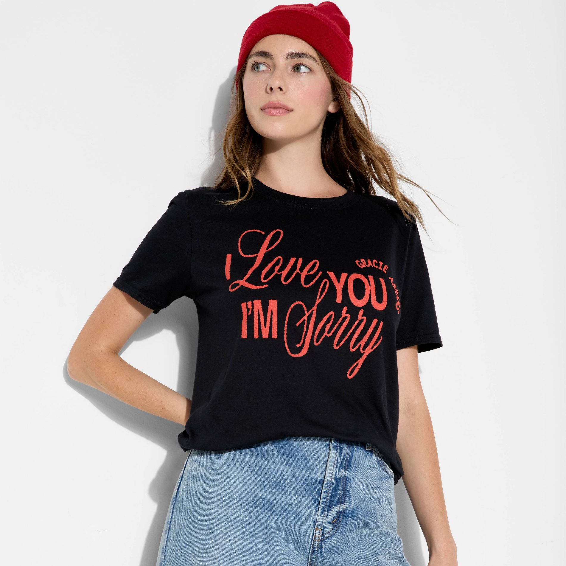 Women's Gracie Abrams Oversized Short Sleeve Graphic T-Shirt - Black (Target Exclusive)