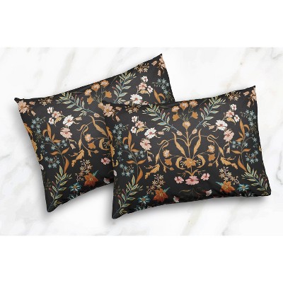 Boho Black and Orange Floral Queen Duvet Cover Set