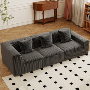 Resenkos 111" Modular Sctional Couches with Deep Seat, Compression Cloud Sofa Soft Corduroy Upholstered for Living Room Bedroom - 1 of 4