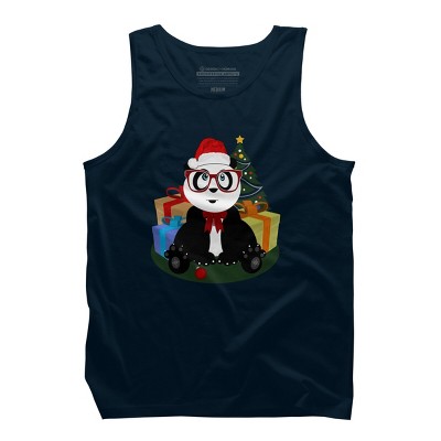 Men's Design By Humans Christmas - Panda Nerd By Adamzworld Tank Top