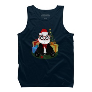 Men's Design By Humans Christmas - Panda Nerd By Adamzworld Tank Top - 1 of 3