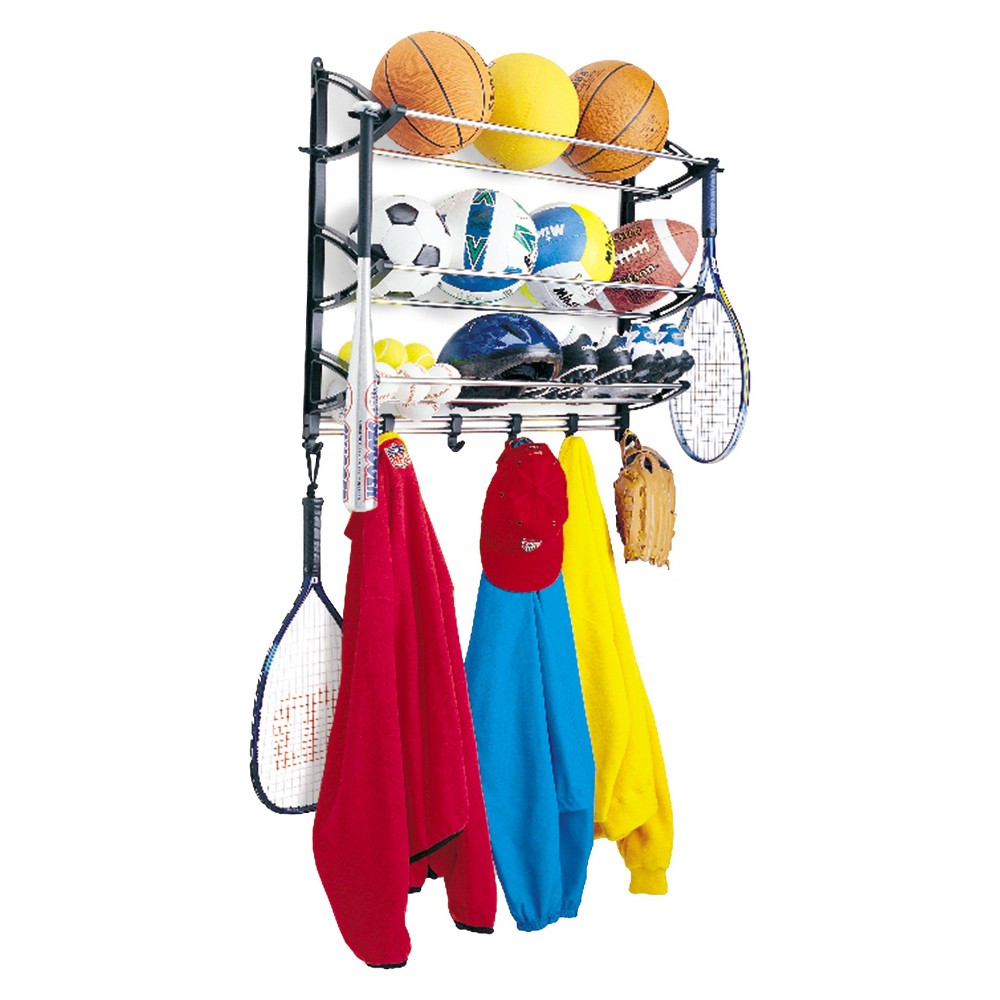 Lynk Sports Rack with Adjustable Hooks - Black/Silver