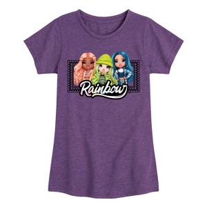 Girls' - Rainbow High - Checkered Frame Dolls Fitted Short Sleeve Graphic T-Shirt - 1 of 4